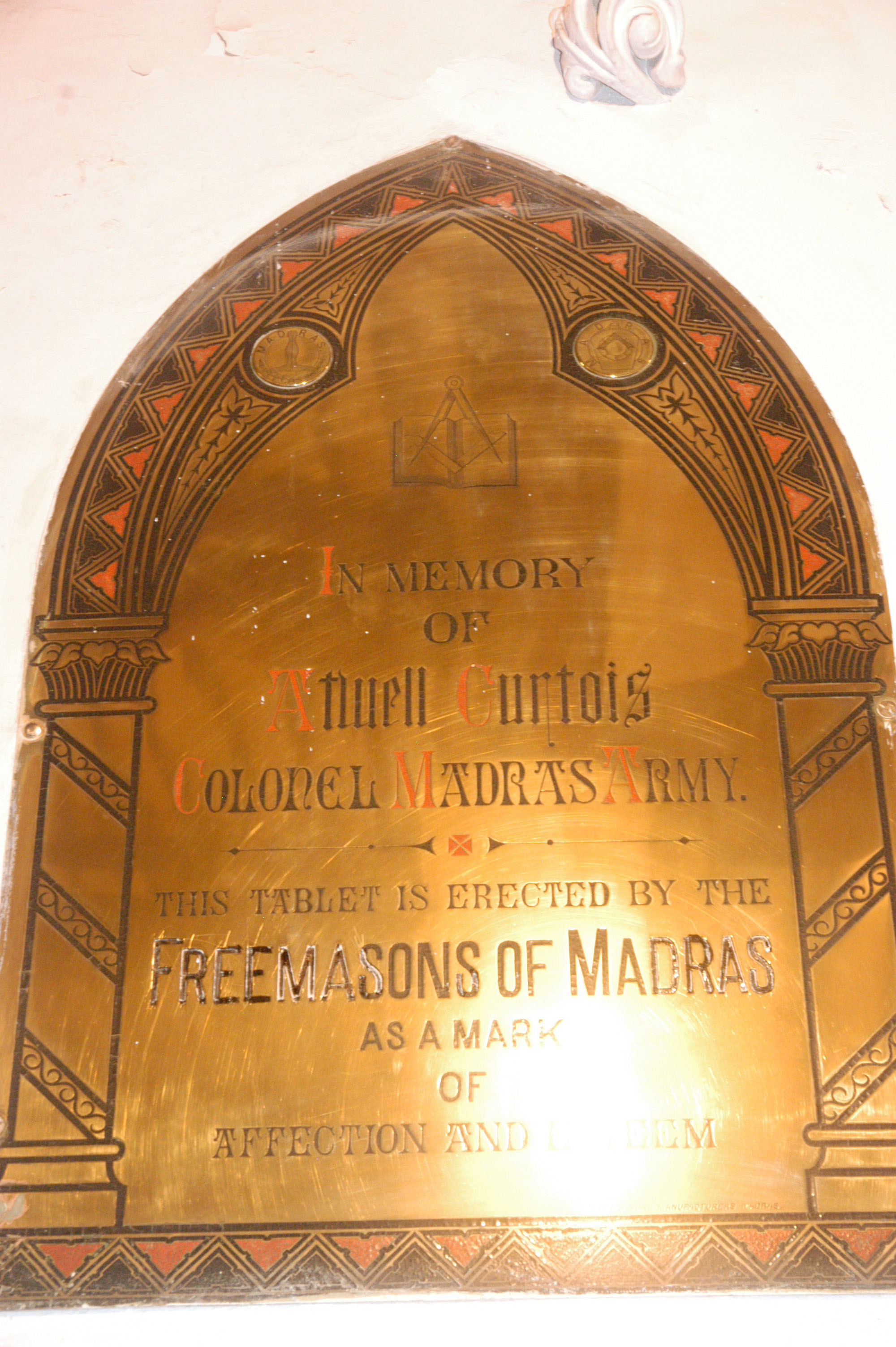 The plaque to Atwill Curtois