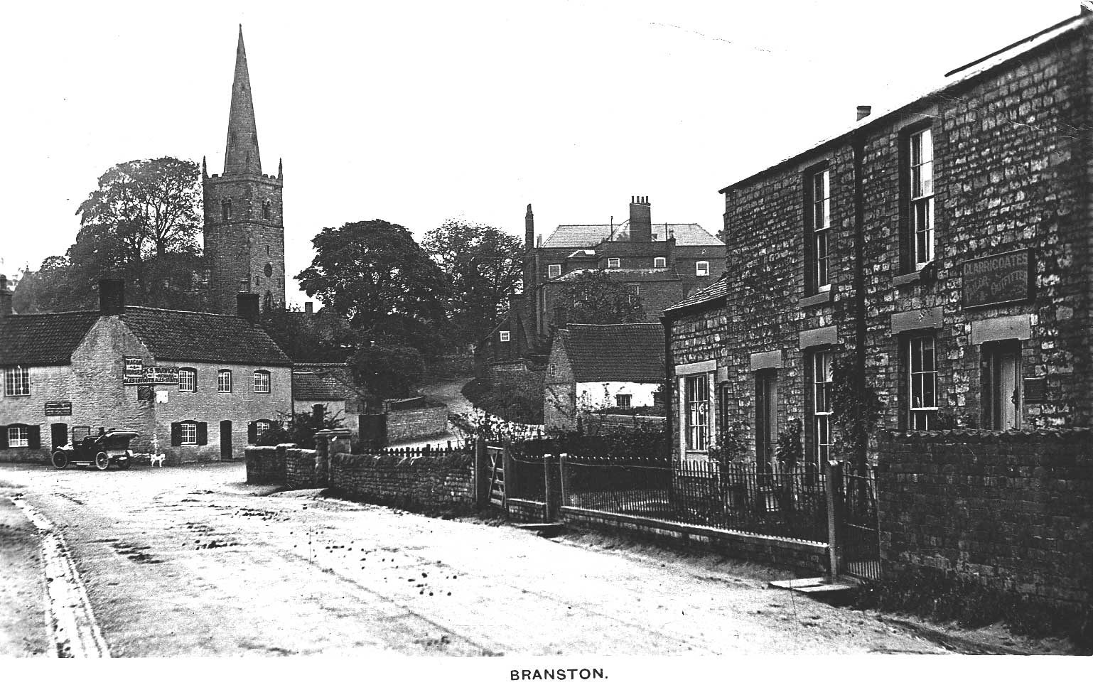 Front of a postcard of Branston