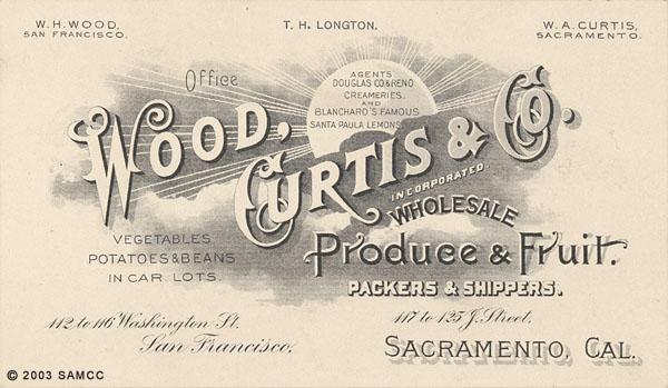 A business card from the Wood-Curtis company
